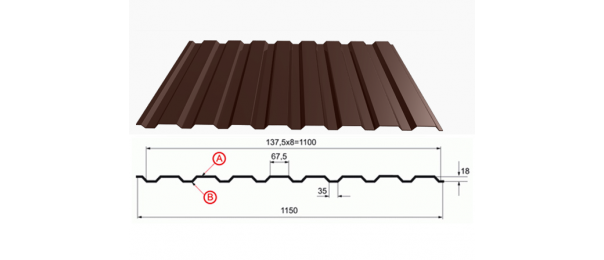 Профнастил коричневый оцинкованный  RAL 8017 С-20 купить недорого в Малиново
