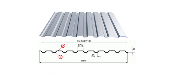 Профнастил оцинкованный С-20 1100x2500 купить недорого в Малиново